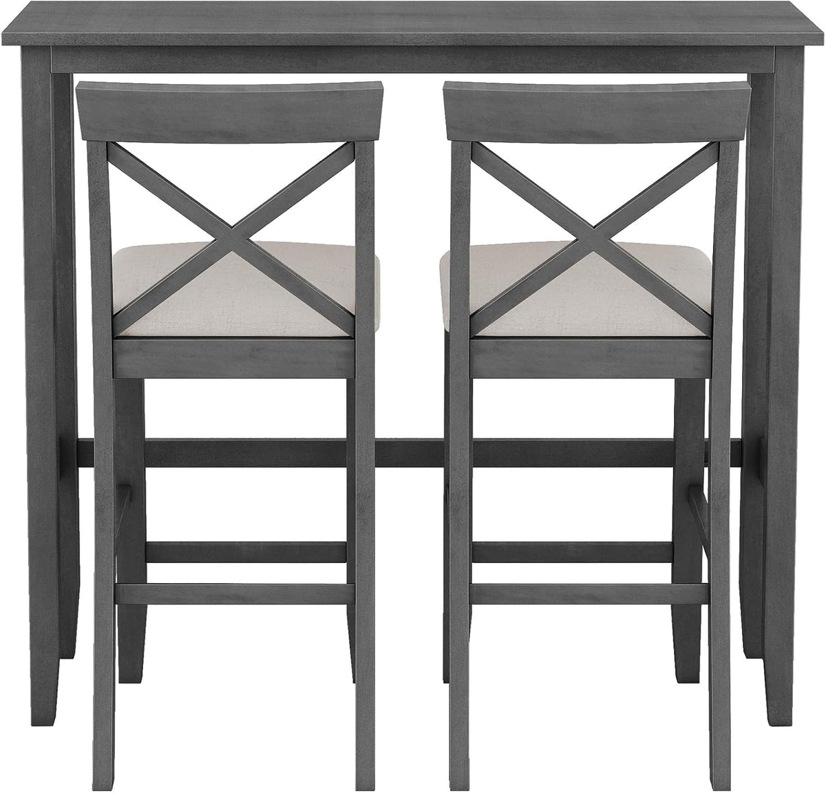 LUMISOL 3 Piece Pub Table and Chair Set, Small Bar Height Kitchen Table and Chairs, Breakfast Nook Table Set, 3 Piece High Top Dining Table for 2, Gray