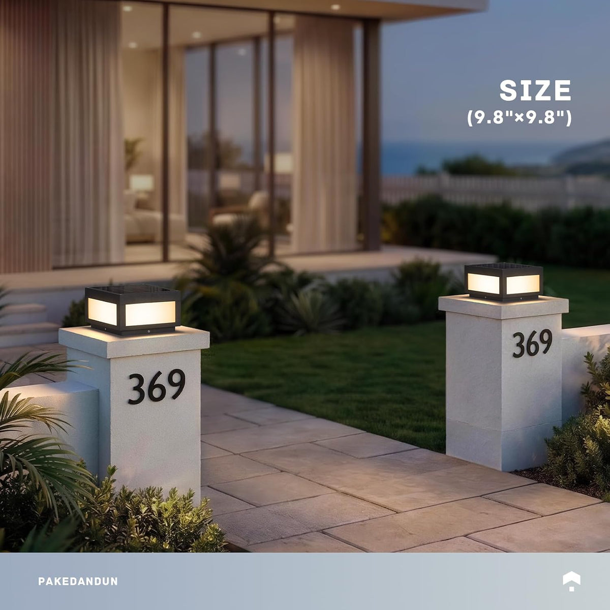 Solar Post Lights Outdoor, 9.84" Solar Pillar Lights Outdoor