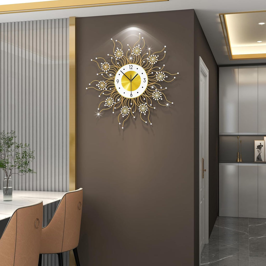 FLEBLE Decorative Large Wall Clocks Modern Clock Silent Battery Operated