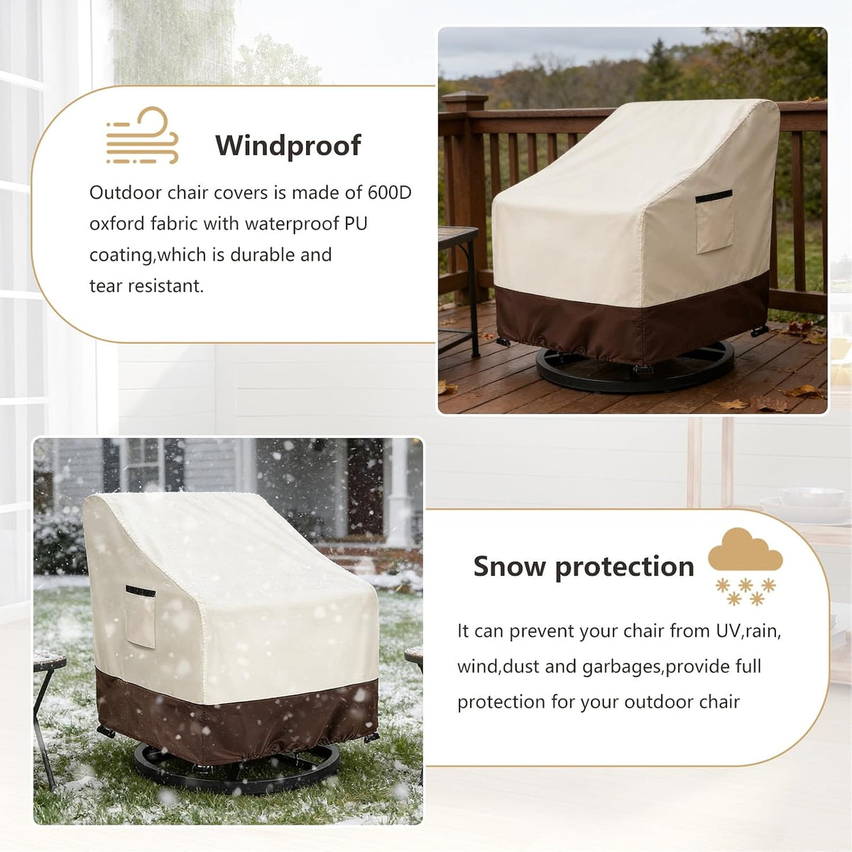 Waterproof Patio Chair Covers 2 Pack, 35" W x 37" D x 38.5" H