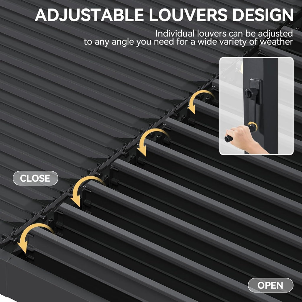 Aoxun Louvered Pergola 12' x16' Full-Aluminum Outdoor Gazebo, Gray