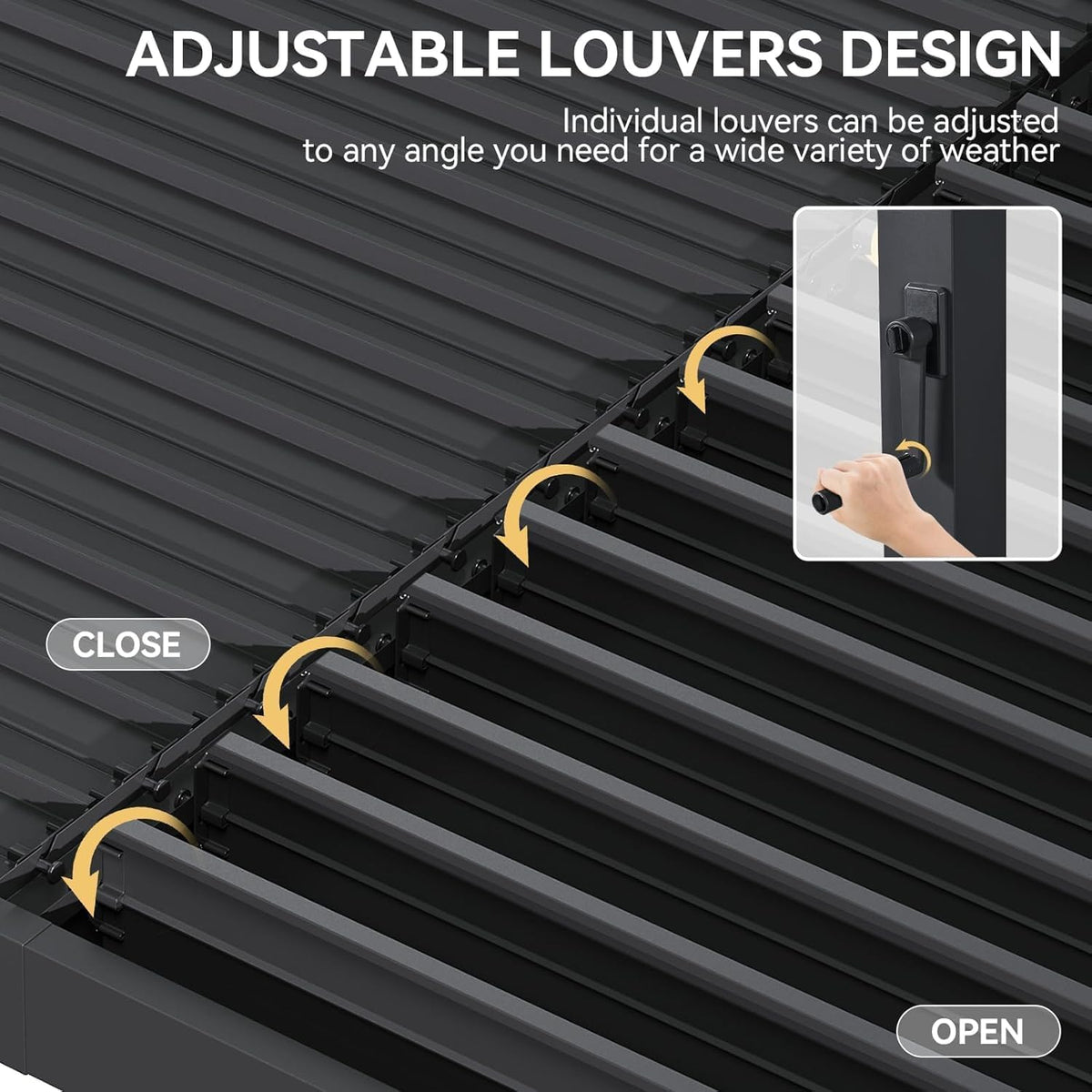 Aoxun Louvered Pergola 12' x16' Full-Aluminum Outdoor Gazebo, Gray