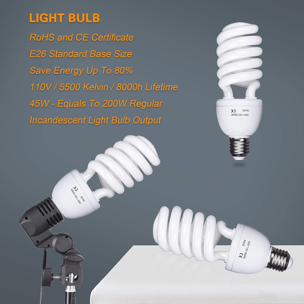 EMART Umbrella Photography Lighting Kit with 45W 5500K Bulb for Studio