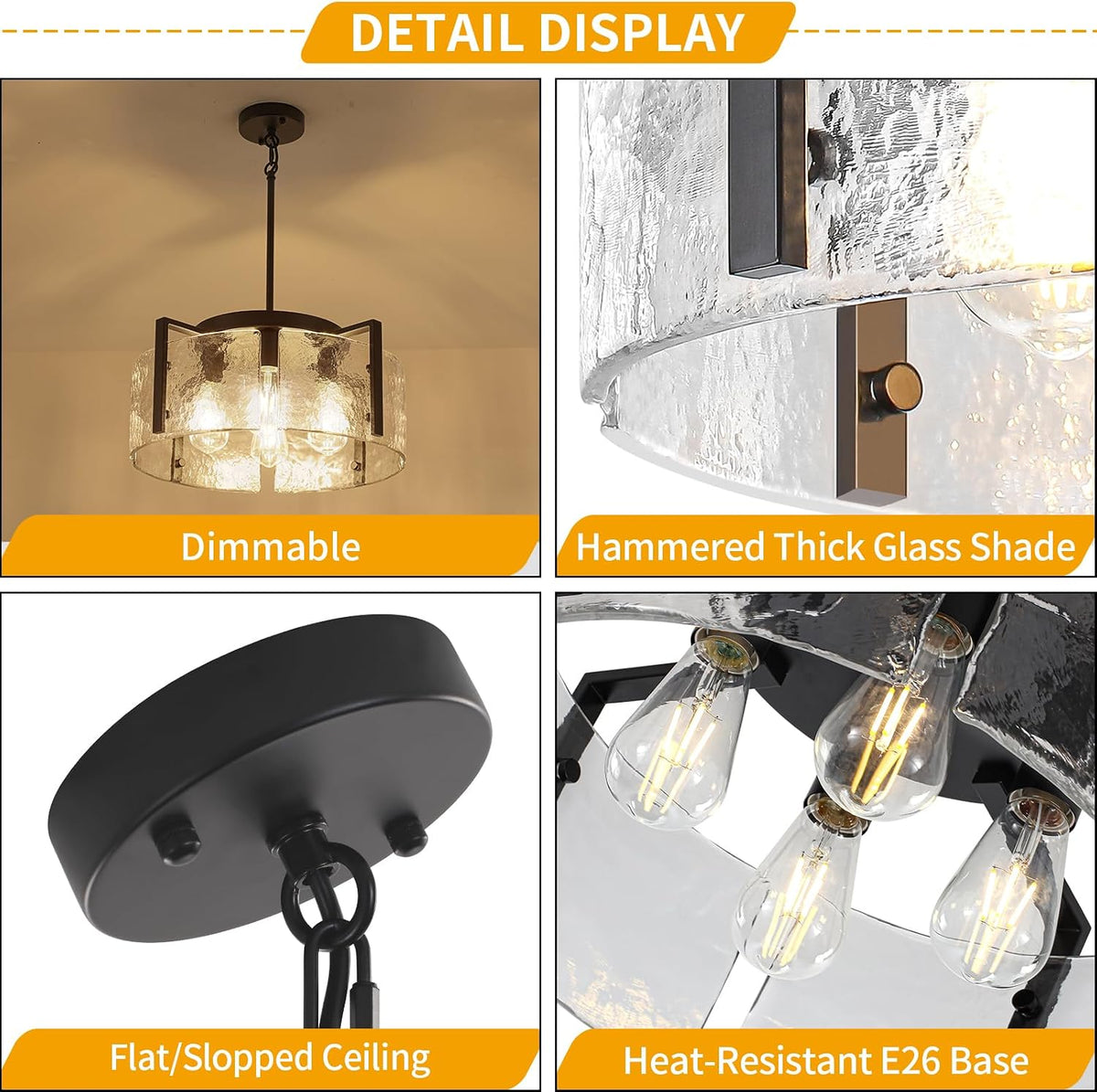 Modern Black Dining Room Light Fixture 4 Lights Chandeliers for Dining Room