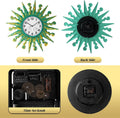 25-Inch Sun-Shaped Outdoor Clock and Thermometer Set Golden