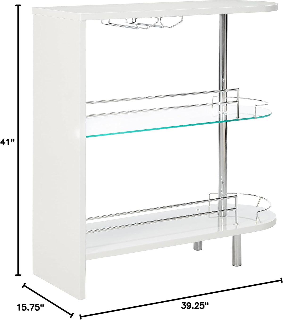 COASTER 2-holder Bar Table, Glossy White/Clear
