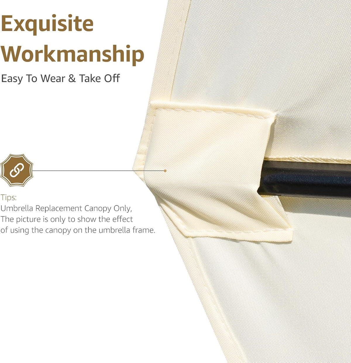 10 feet patio umbrella replacement canopy for 6 showing dimensions