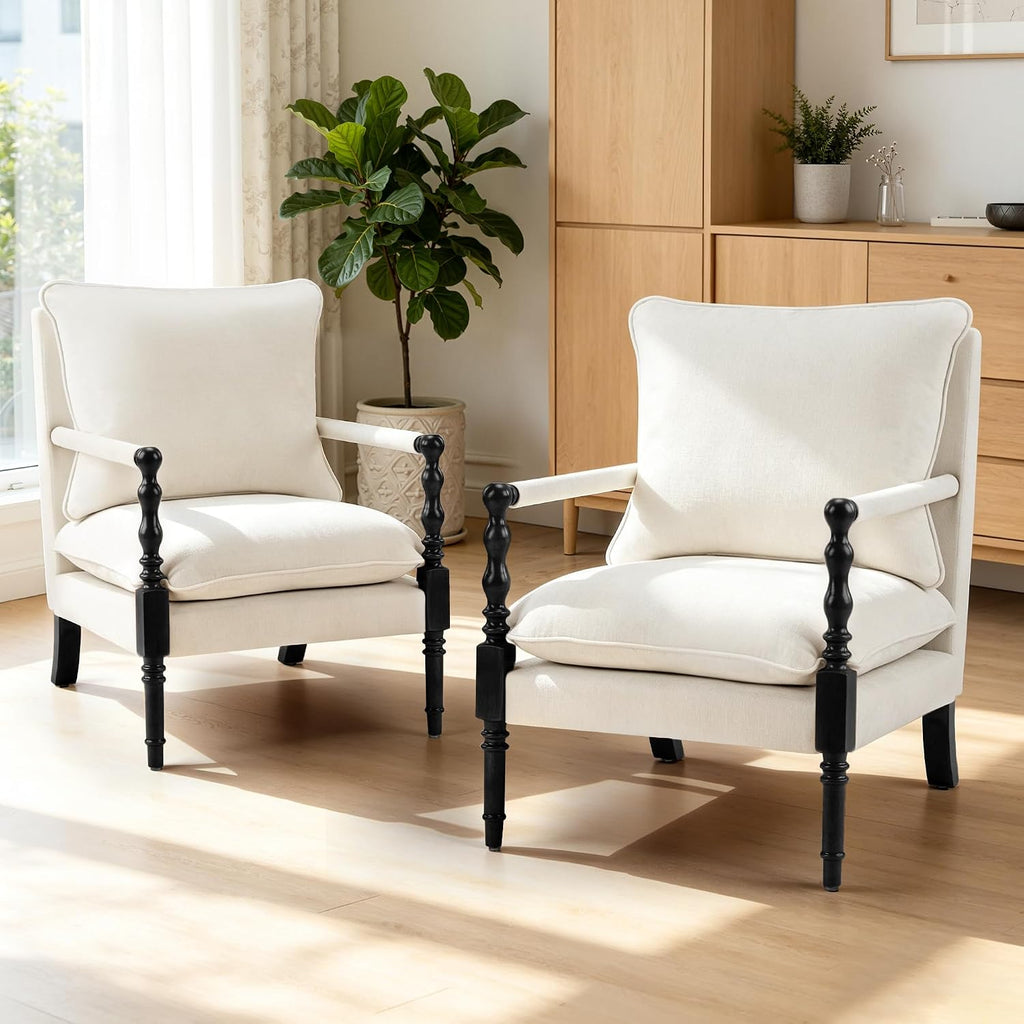Bezseller Spindle Accent Chair with Wood Frame Set of 2