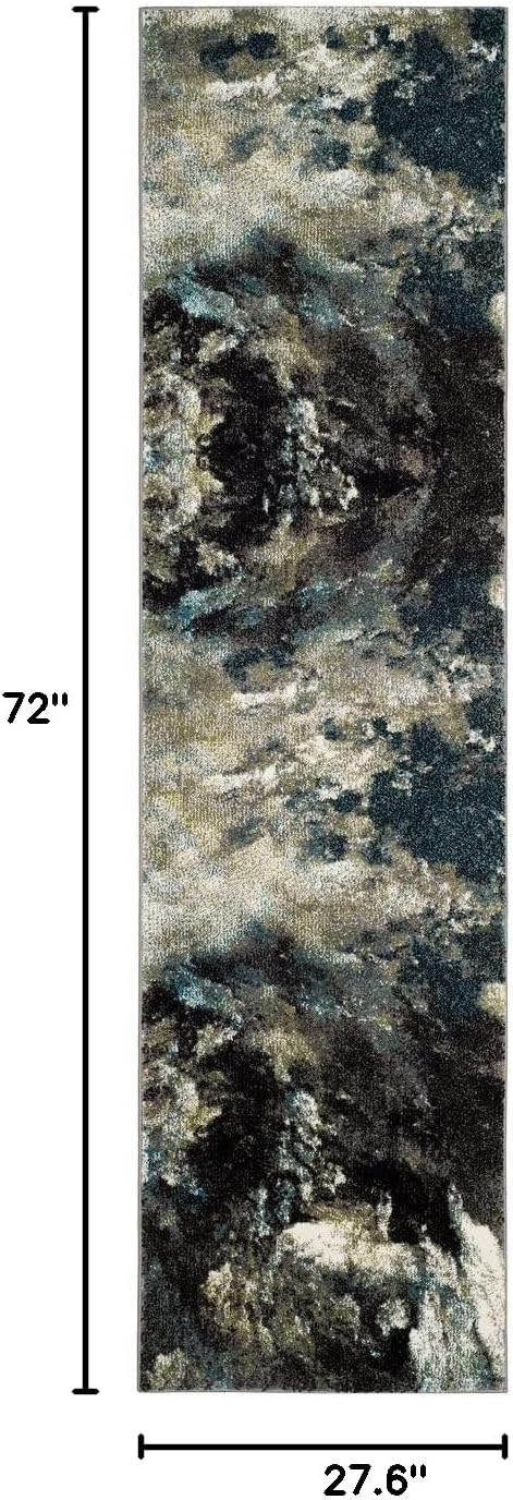 SAFAVIEH Glacier Collection Runner Rug - 2'3" x 6', Blue & Multi, Modern Abstract Design, Non-Shedding & Easy Care, Ideal for High Traffic Areas in Living Room, Bedroom (GLA123B)