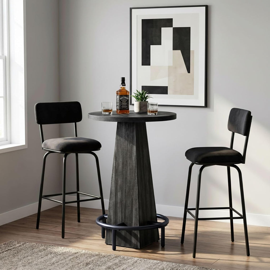 Tribesigns Round Bar Table, 37.4" High Pub Table with Metal Footrest