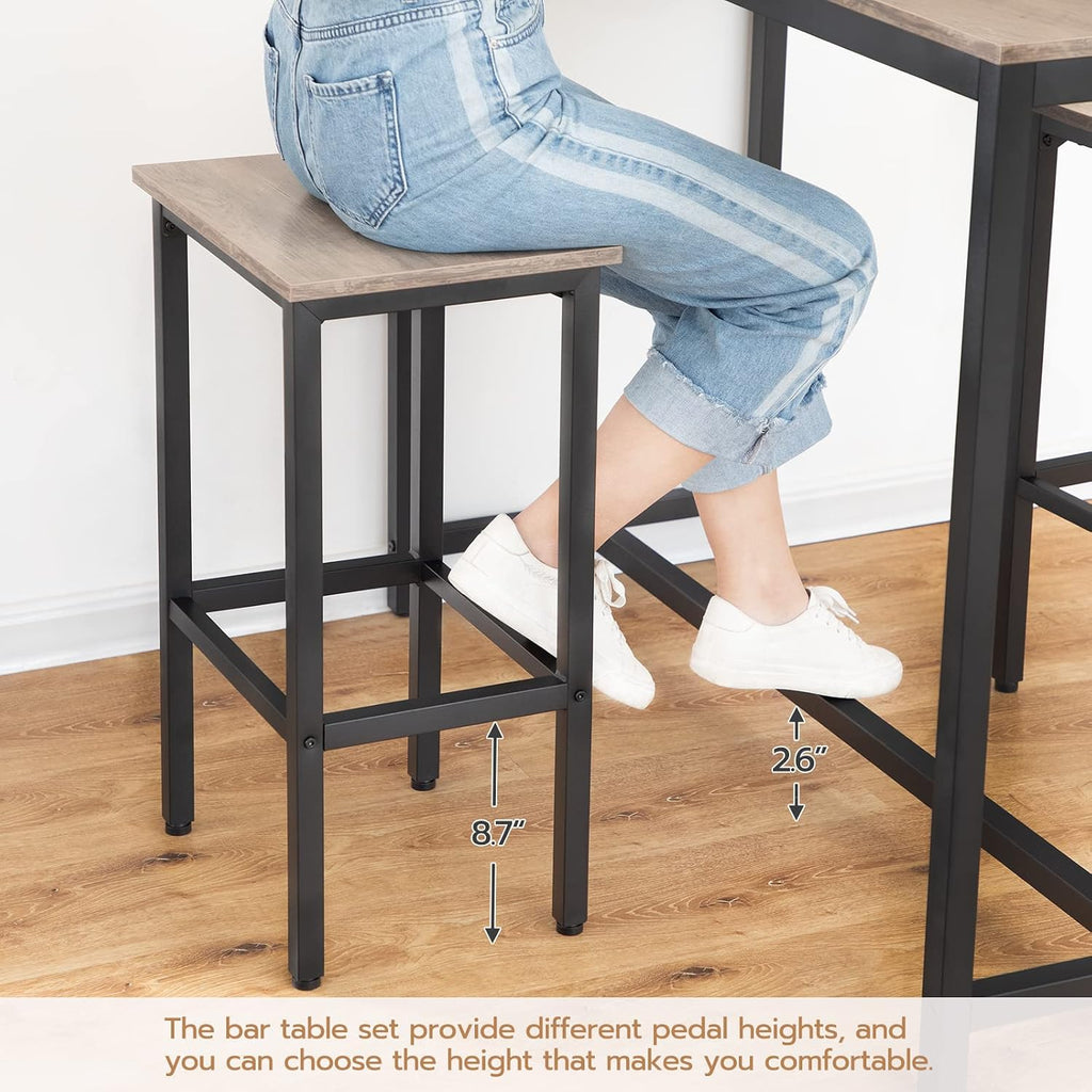 HOOBRO Bar Table and Chairs Set, 47.2” Rectangular Pub Table with 2 Stools for Small Space, 3-Piece Breakfast Set, Sturdy Metal Frame, Easy to Assemble, Greige BG52BT01