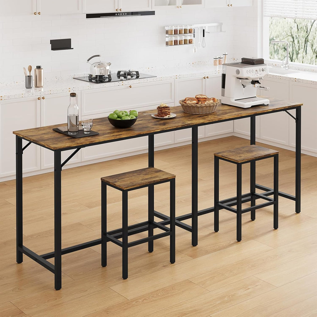 yatiney 70.9" bar table and chairs set, dining, close-up detail