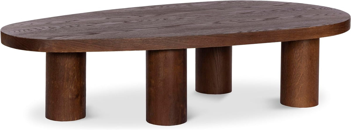 Meridian Furniture 291Brown-C Beekman Collection Art Deco Coffee Table with Solid Oak Wood, Brown Walnut Finish, 58" W x 30" D x 14" H, Brown