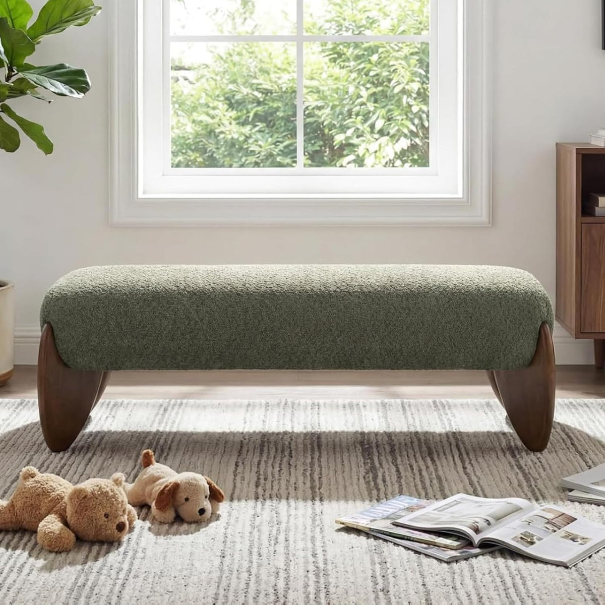CIMOTA Modern Entryway Bench, 50" Bedroom End of Bed Bench, Green