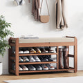 39.4" Entryway Shoe Rack Bench with Cushion, 3-Tier Storage Bench