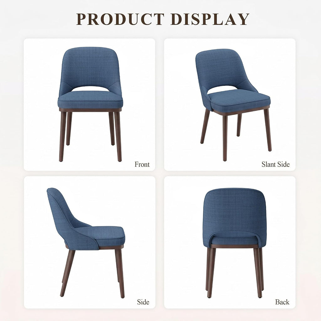 Modern Upholstered Chairs, Curved Open‑Back Fabric Kitchen Chairs(Set of 4)