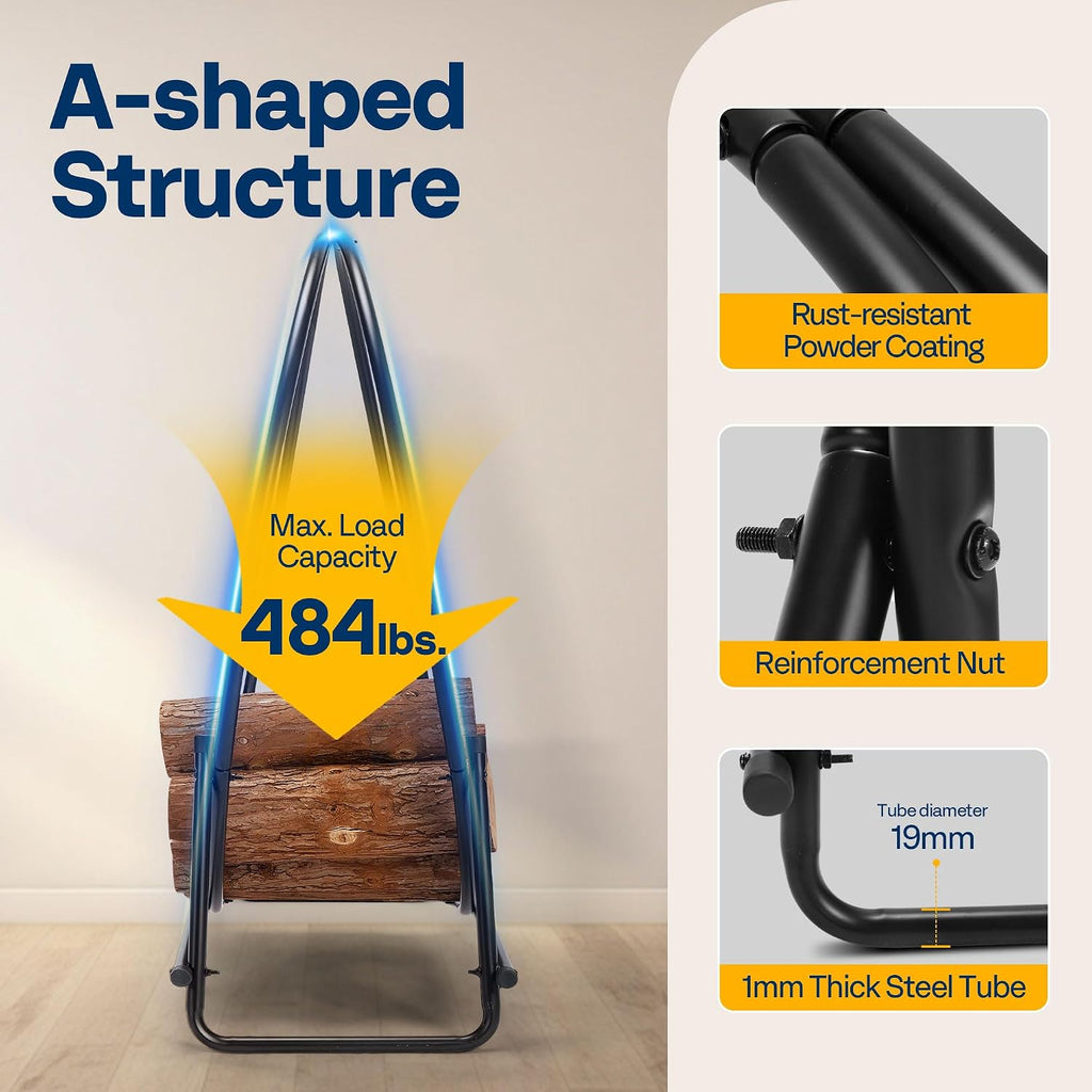 VIVOHOME 32 Inches Firewood Log Rack Hoop with Cover