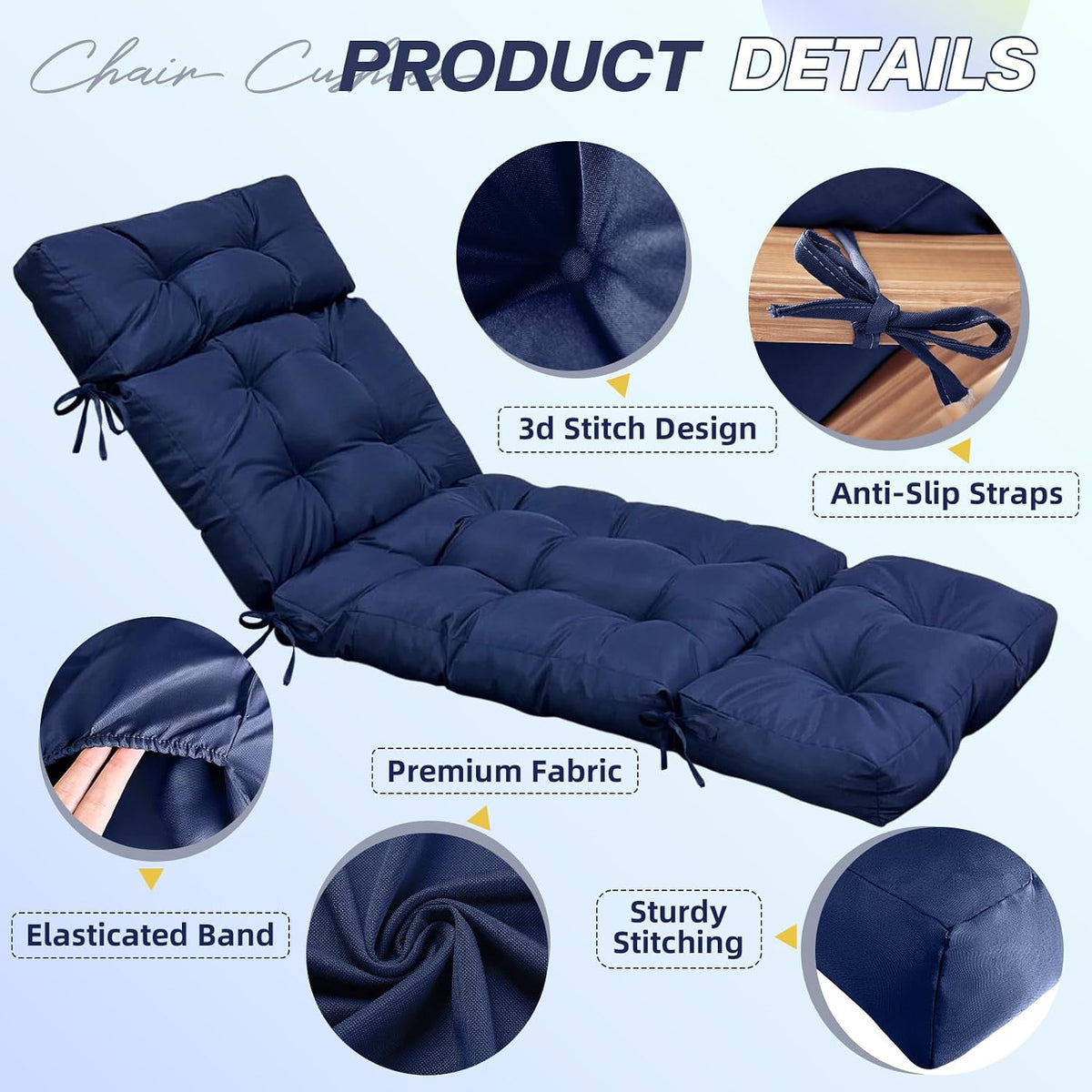 Outdoor Lounge Cushion Waterproof with Ties Wine Red