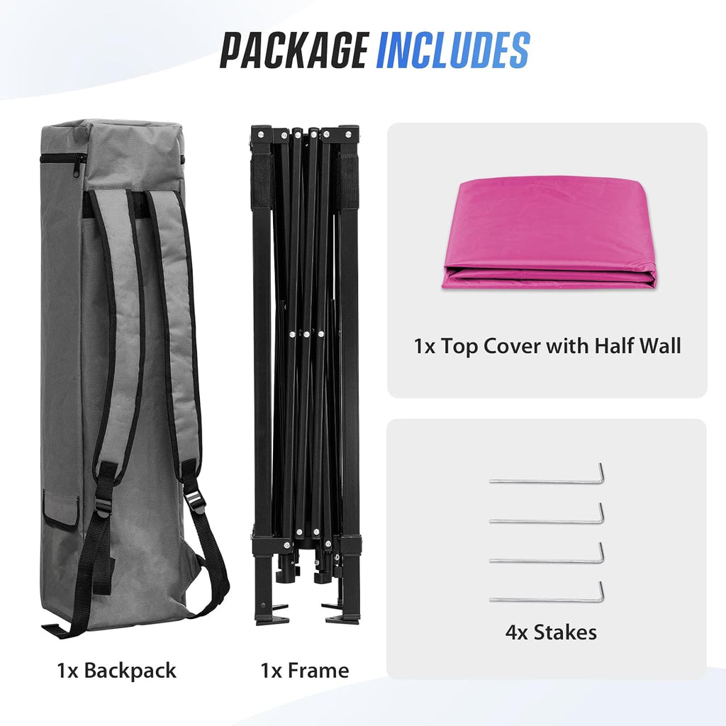 EAGLE PEAK 8x8 Pop Up Canopy Tent, Compact Backpack Canopy, Pink