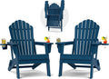 Plawdlik Oversized Folding Adirondack Chair Set of 2, Outdoor Chair, Navy