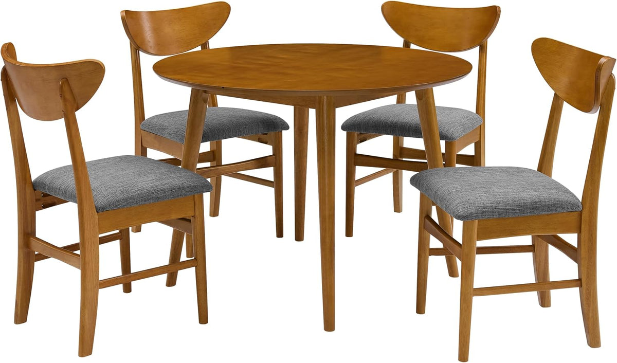 Crosley Furniture Landon 5-Piece Mid Century Round Dining Table Set for 4, Acorn