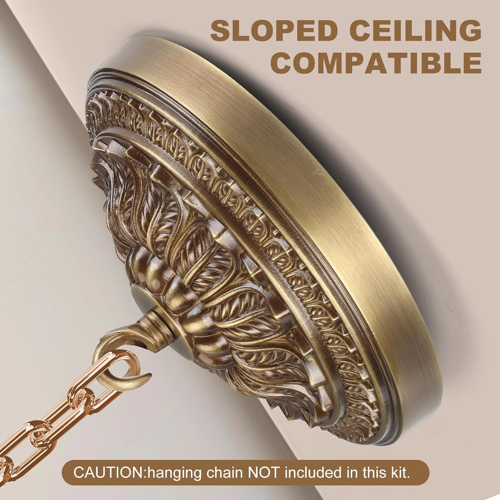 7.28 inches brass ceiling canopy, gold retro mounting, package contents
