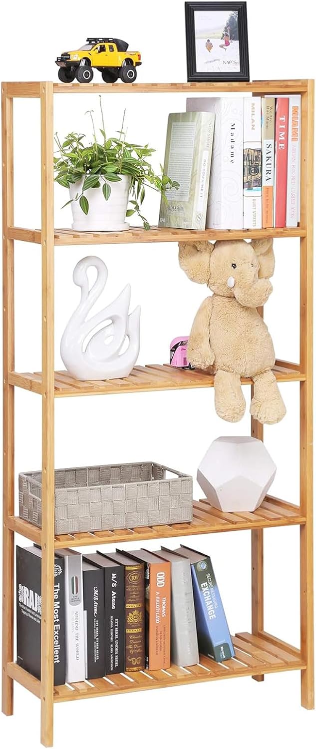 SONGMICS 5-Tier Bamboo Shelf, Freestanding Bathroom Storage Rack