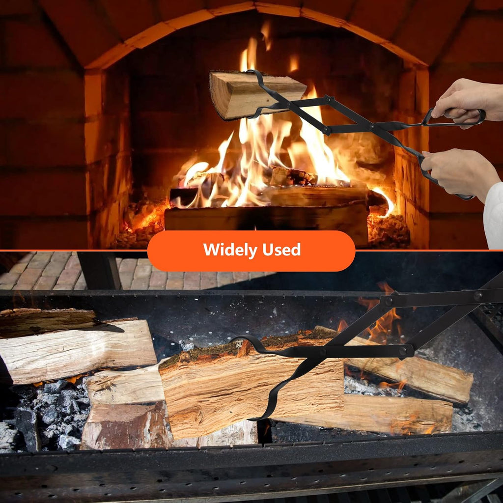 26" Fireplace Tongs, Fire Pit Tool, Fire Pit Accessories Tool for Outdoor Indoor Camping BBQ