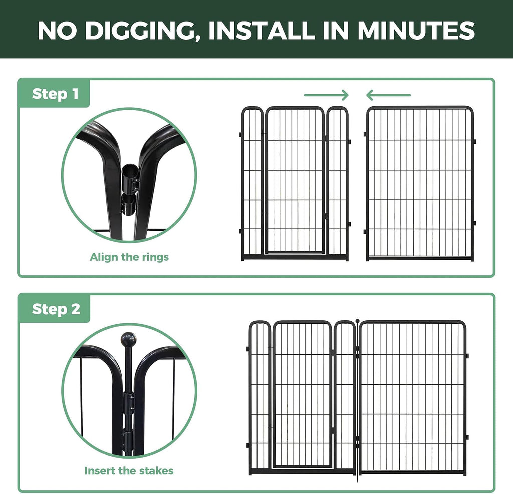 FXW No Dig Garden Fence, Outdoor for Yard, 40in(H) x 13.6ft(L), 6 Panels