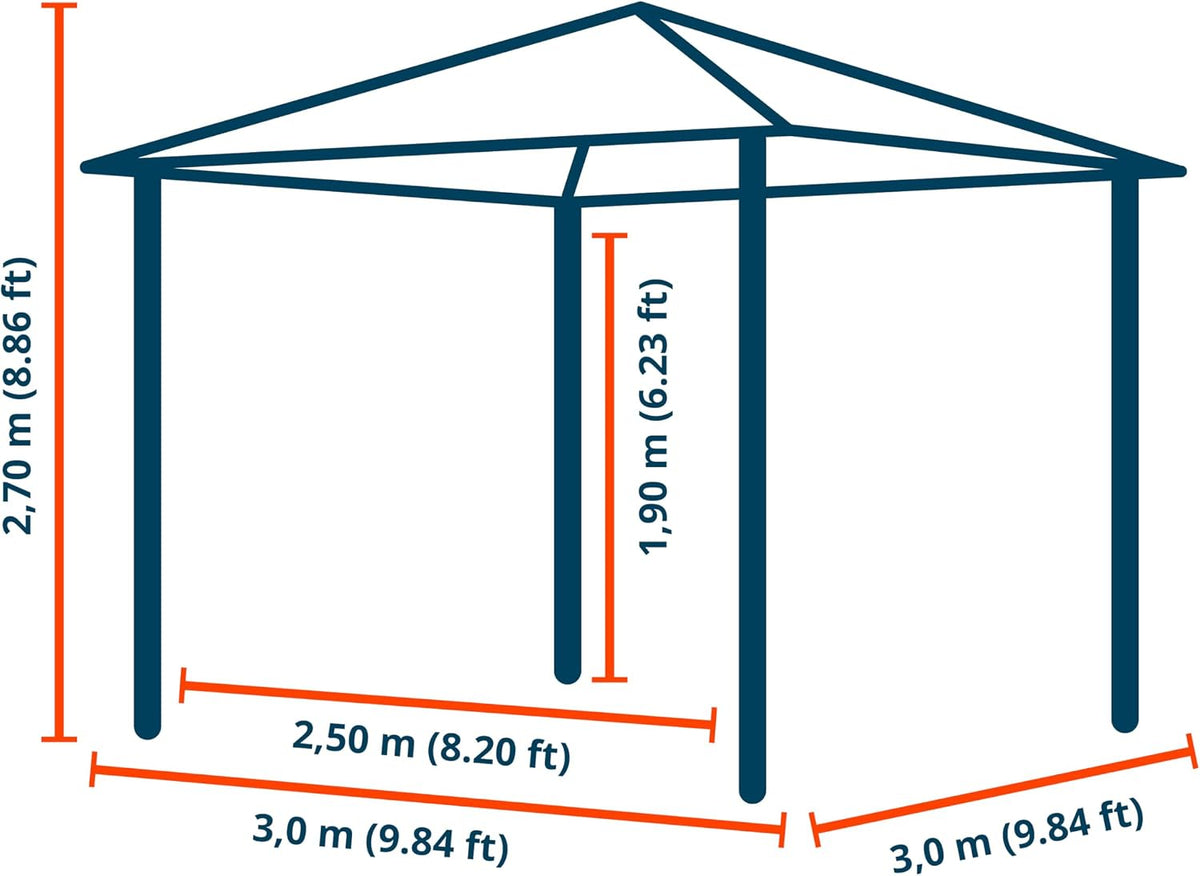 TOOLPORT 10x10 ft Hardtop Gazebo Polycarbonate Roof