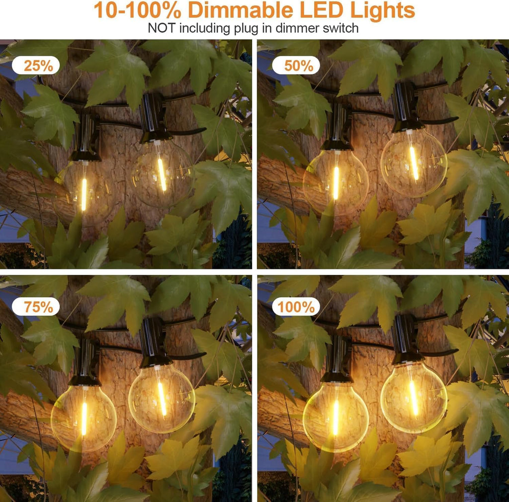 gpatio outdoor string lights, 100ft led waterproof patio, close-up detail