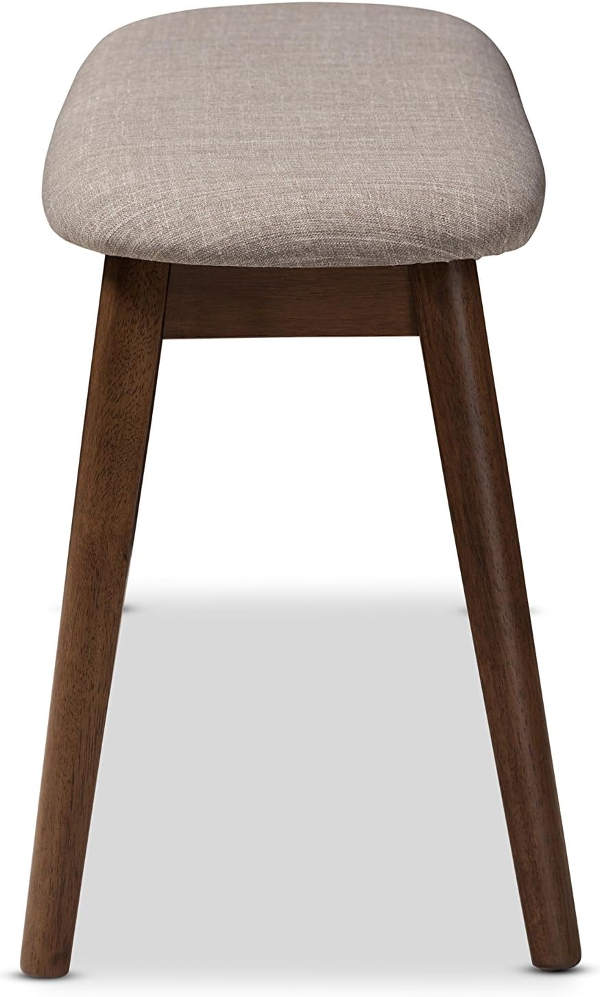 Baxton Studio Easton Mid-Century Modern Light Grey Fabric Upholstered Walnut Finished Wood Bench