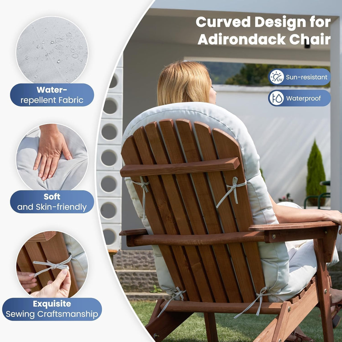 Amopatio Outdoor Adirondack Chair Cushions Set of 2