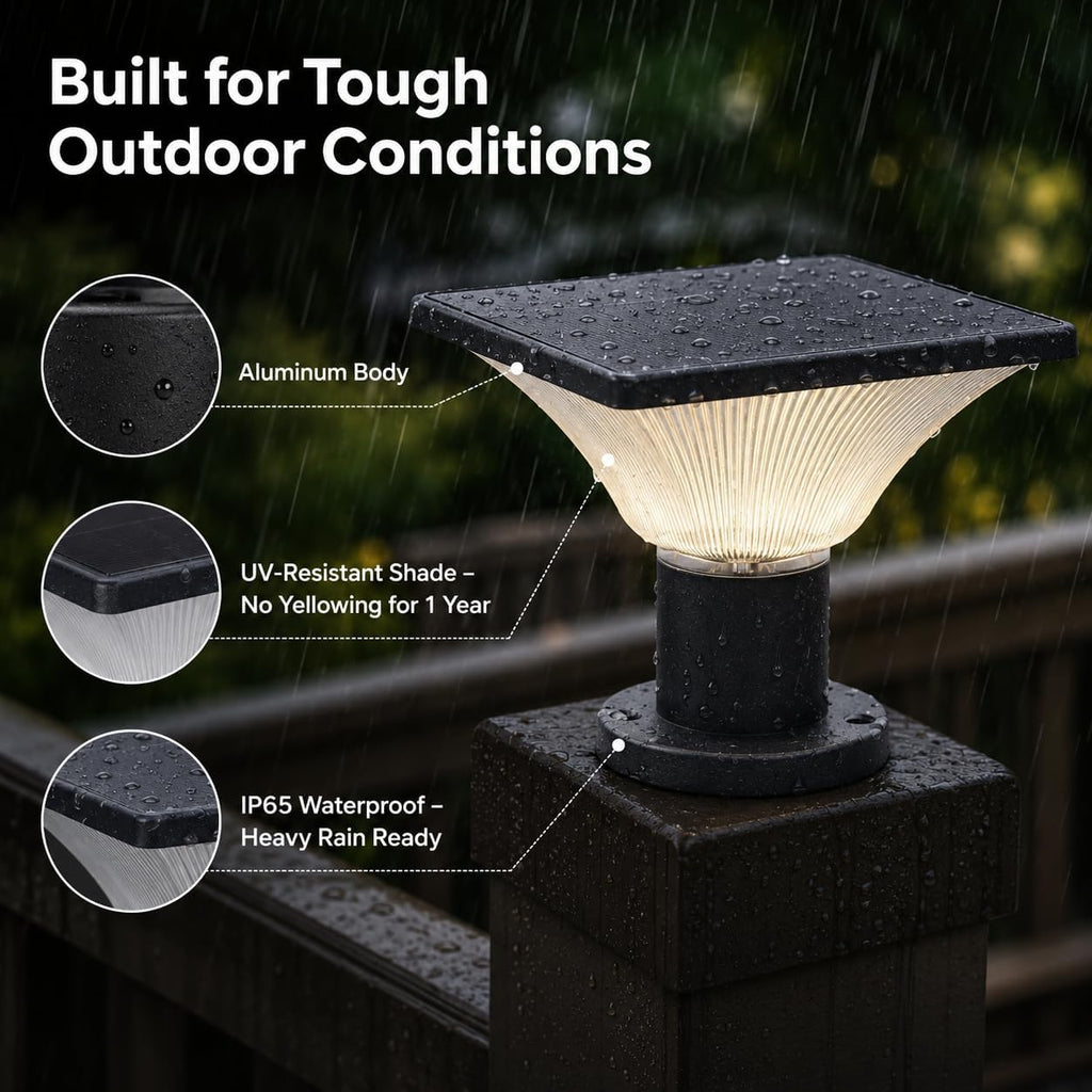 Solar Post Cap Lights Outdoor,Dusk to Dawn Auto On/Off Solar Powered Post Lights Fits Most Posts (2 Pack)