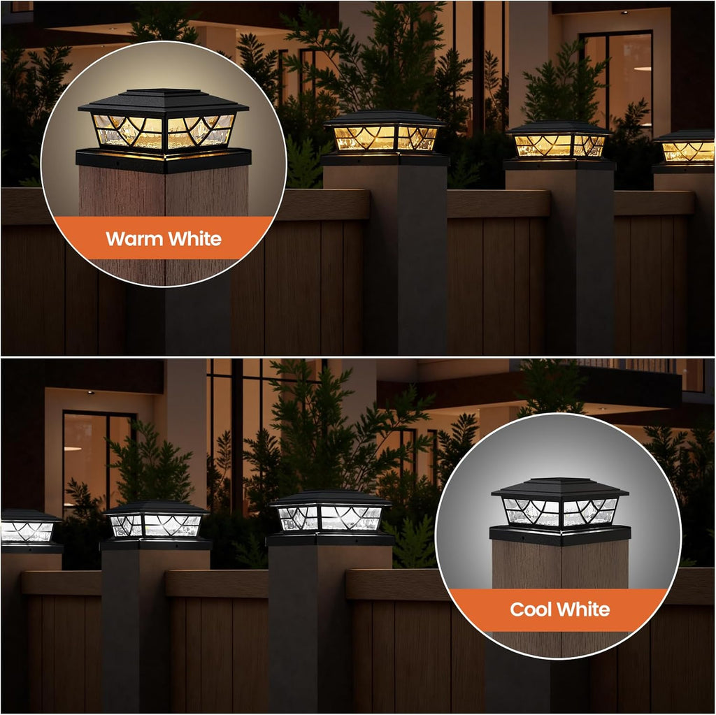 APONUO Solar Post Cap Lights 4x4 5x5 6x6, IP64 Waterproof