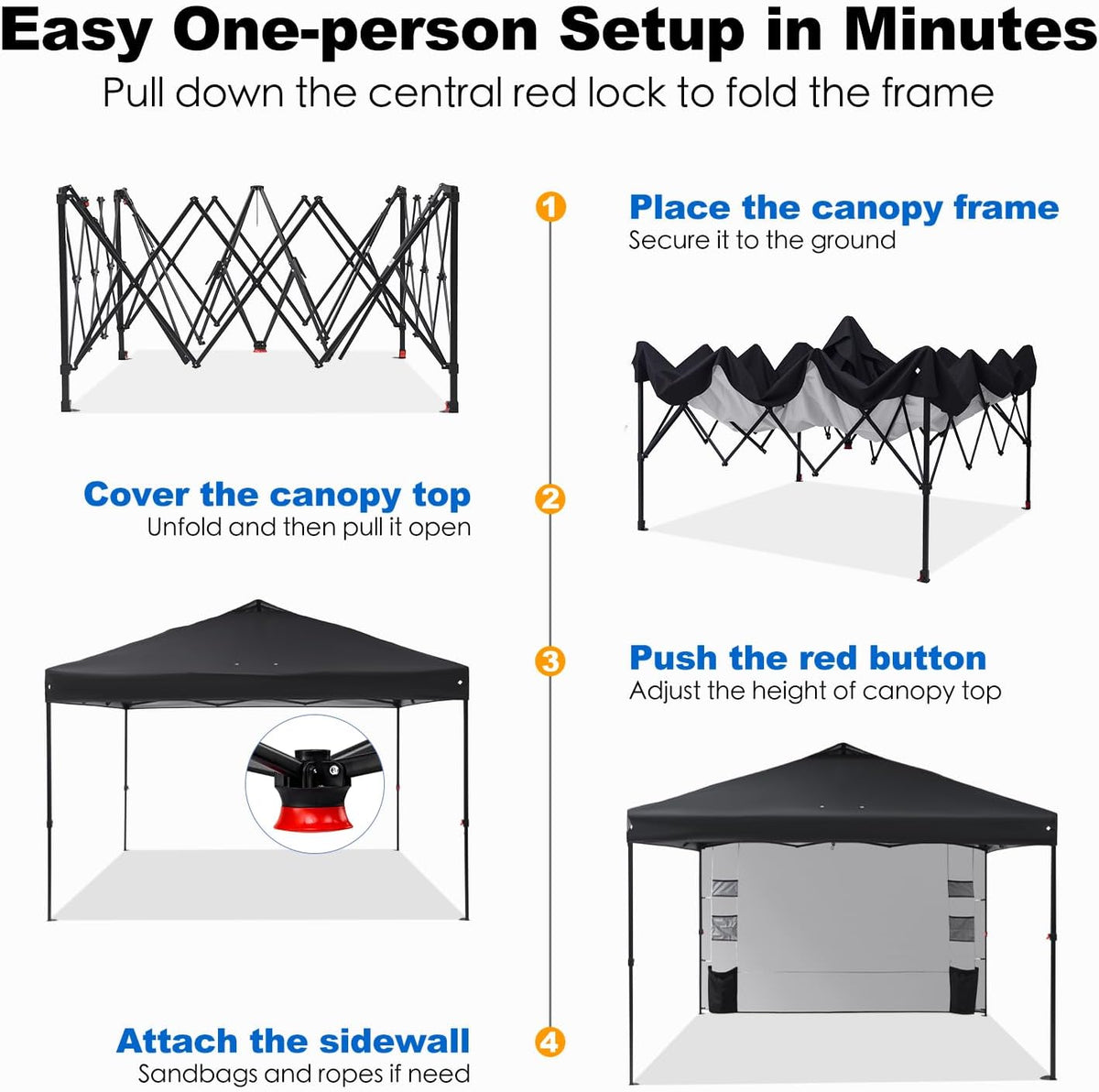 gafete pop up canopy tent outdoor sidewall one, package contents