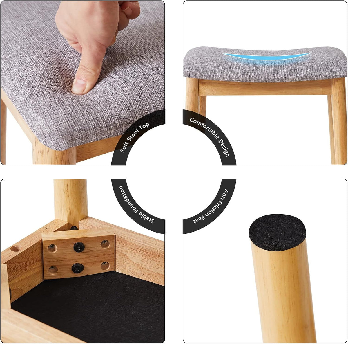IBUYKE Saddle Cushion Vanity Stool Chair, Piano Bench, Light Gray WBD007NG