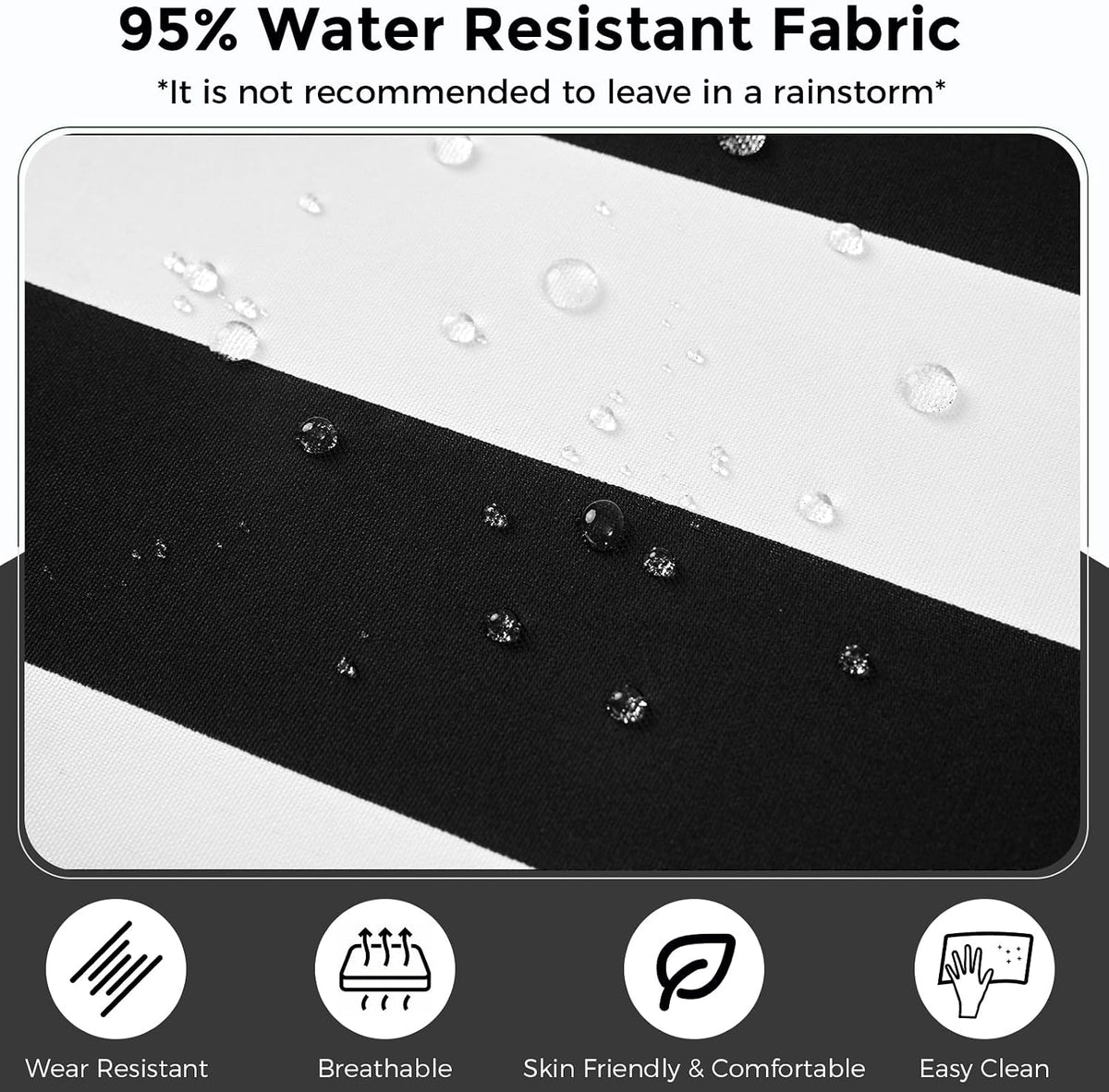 Patio Chair Cushion 18"x18"x2.5" for Patio Furniture, 2 Pack, Indoor/Outdoor Waterproof Square Corner Seat Cushion with Ties, Chair Pads for Garden Dining Office Sofa-Black White Stripe