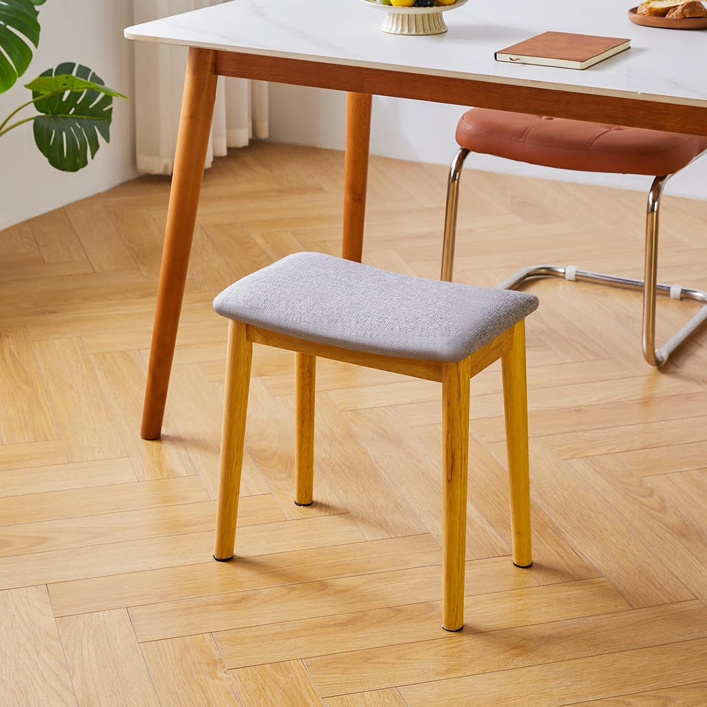 IBUYKE Saddle Cushion Vanity Stool Chair, Piano Bench, Light Gray WBD007NG