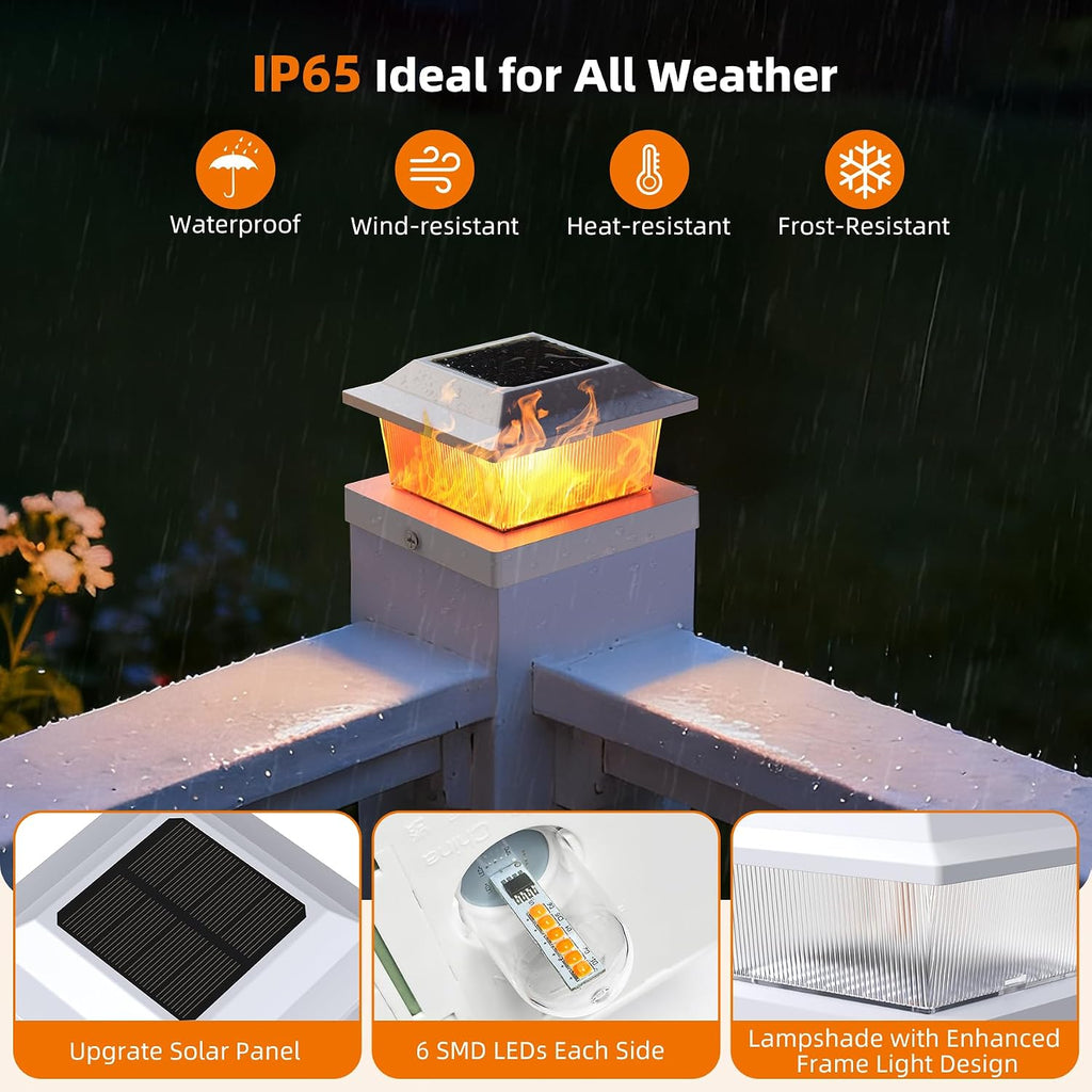 Solar Post Cap Lights, White, 4x4/5x5, 18-Pack