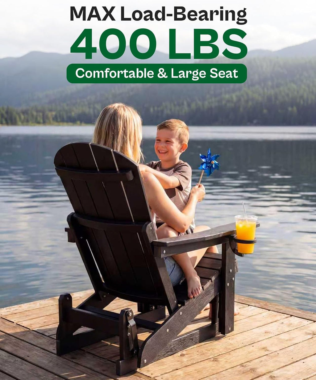 Adirondack Chairs, All-Weather Outdoor Gliders Set of 2,Black