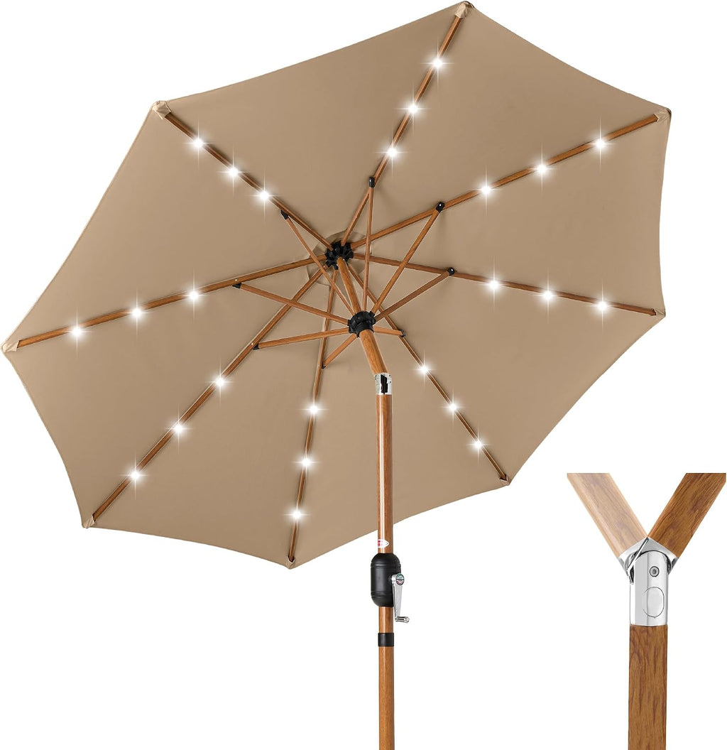 Best Choice Products 10ft Solar Polyester LED Lighted Patio Umbrella w/Tilt Adjustment and UV-Resistant Fabric