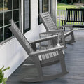 GREENVINES Oversized Outdoor Rocking Chairs Set of 4, HDPE Rocker, Grey