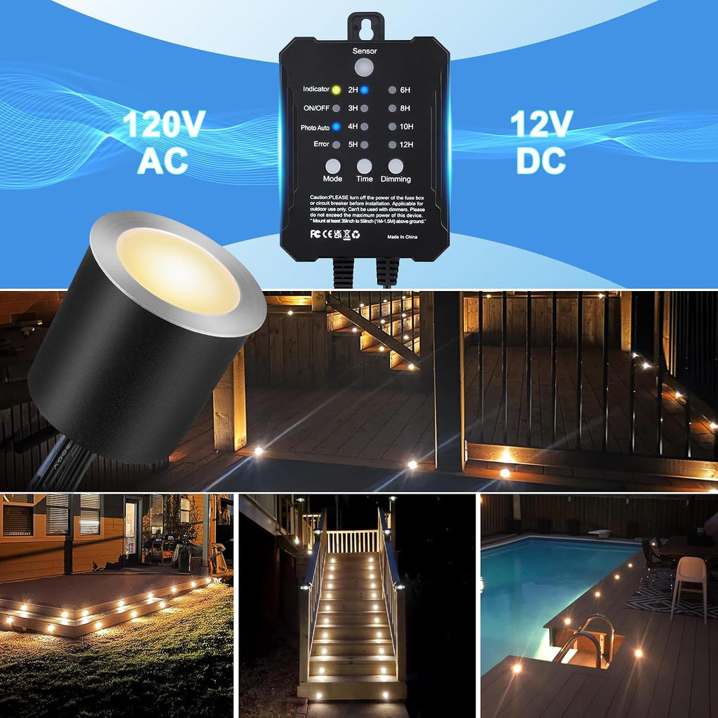 smy lighting dimmable led deck lights with timer, close-up detail