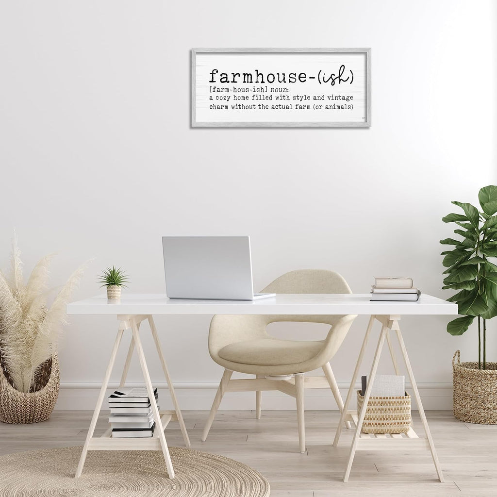 Playful Farmhouse Definition Sign Birch, 13 x 30 Inch Framed Giclée Print