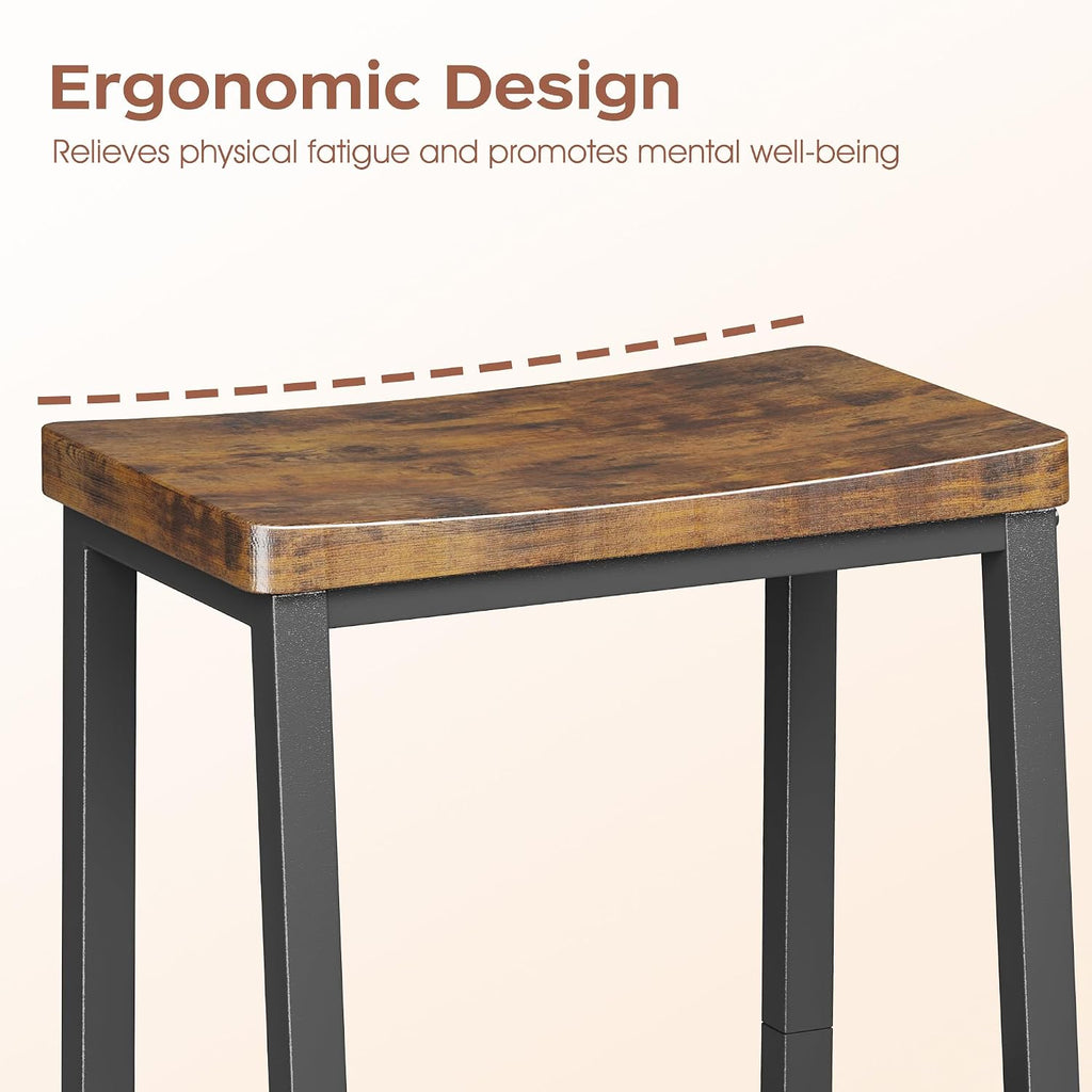 Homeiju Bar Stools, Counter Height Bar Stools Set of 2, 23.6 Inch Saddle Stools with Footrests, Industrial Kitchen Counter Seat for Dining Room, Kitchen, Counter, Rustic Brown