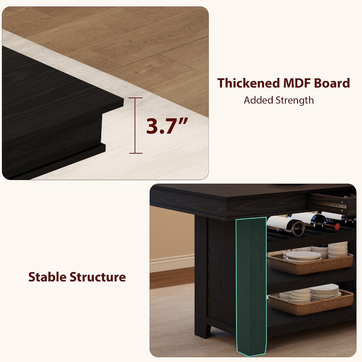 Garvee Rectangular Large Counter Height Dining Table with Storage for 4-6