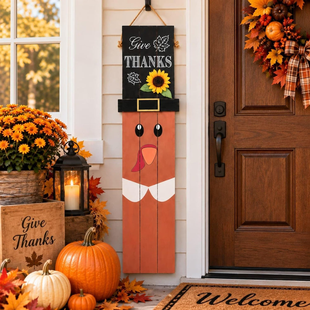 One-Piece Reversible Halloween Thanksgiving Porch Sign