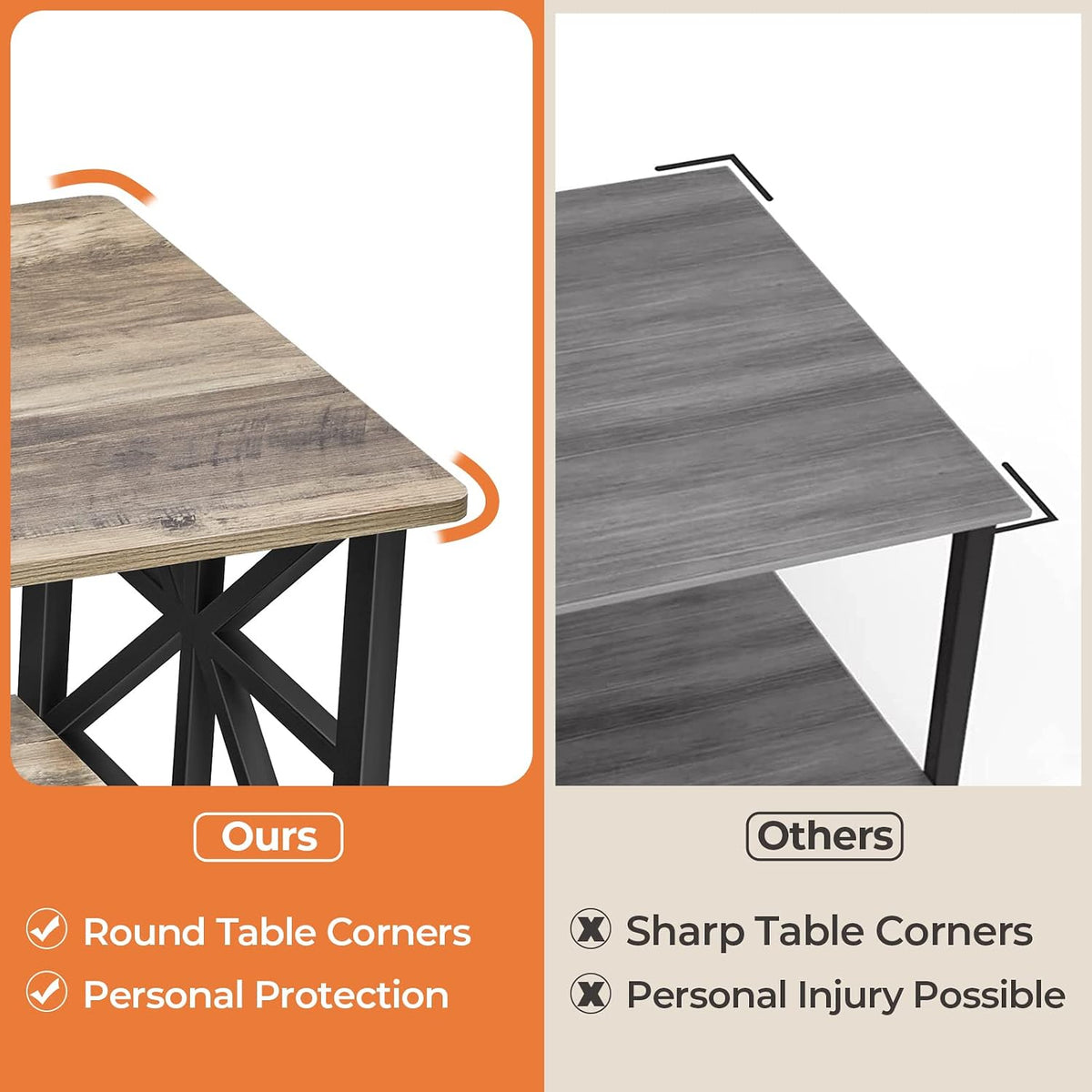 GreenForest Round Corners Coffee Table for Living Room