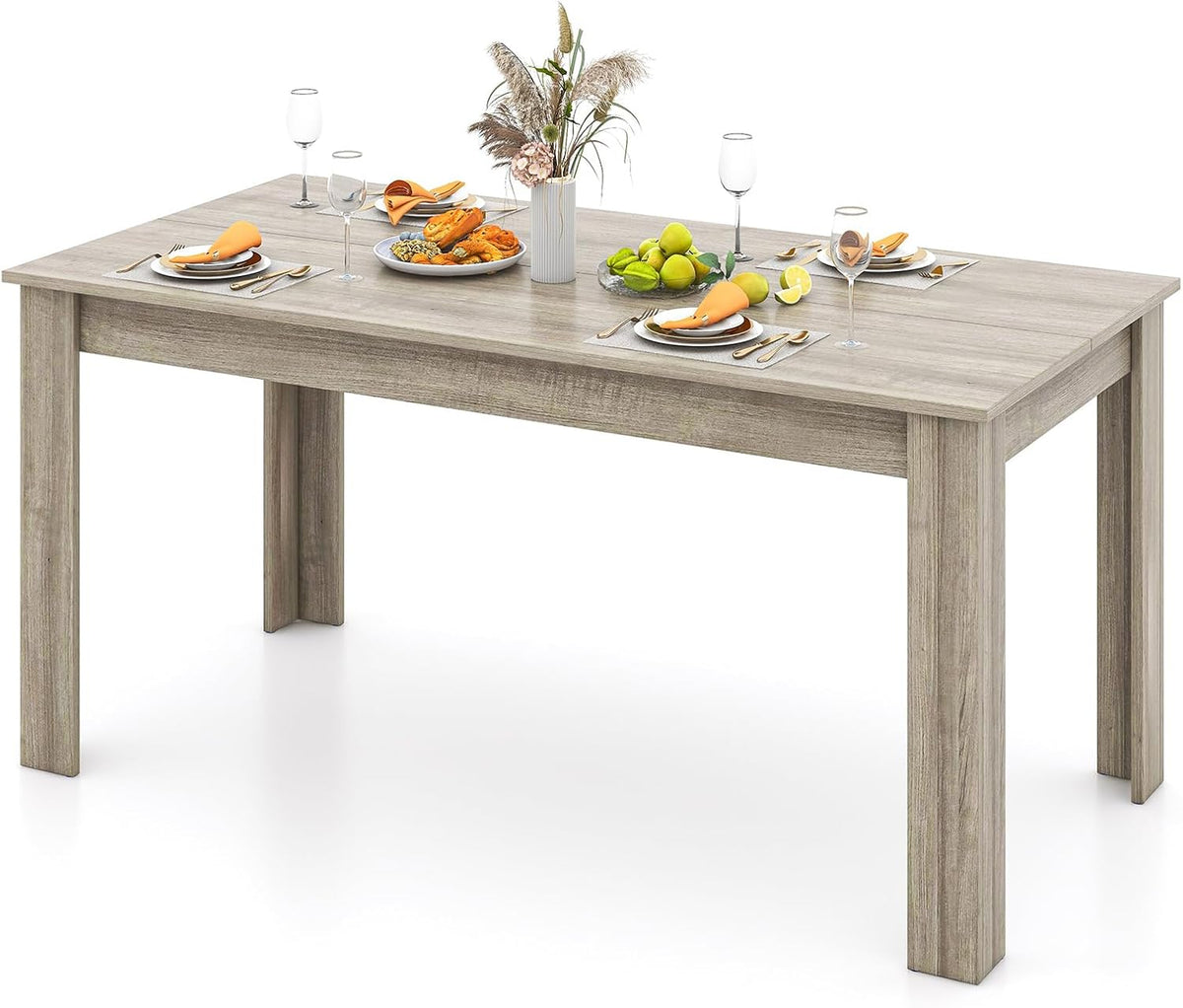 LDAILY Dining Table, Modern Dining Room Table for 4-6 People, Heavy Duty Legs, Spacious Desktop, 63" Rectangular Farmhouse Kitchen Table for Home Office, Living Room, Restaurant (Oak)